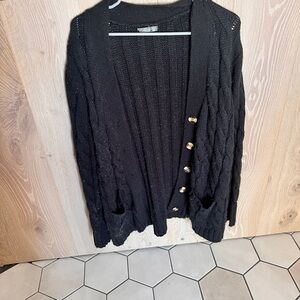 Elegant Black Knit Cardigan with Buttons